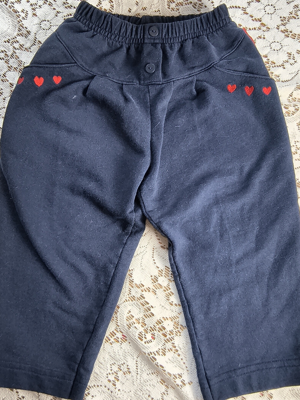 Vintage toddler Oshkosh navy blue sweatpants with embroidered hearts
